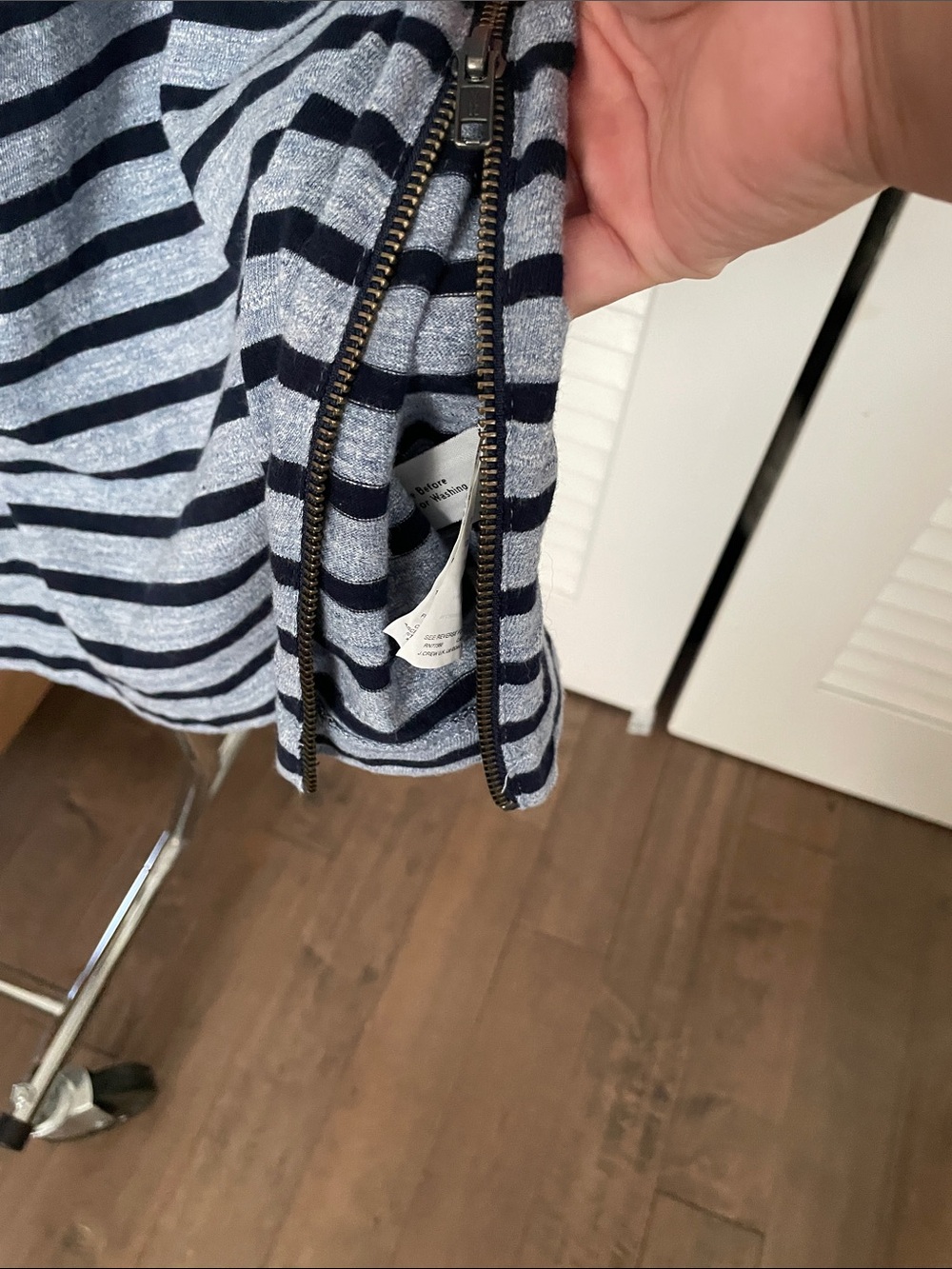 J. Crew Light Blue and Navy Striped Knit Shift Dress - Picture 4 of 7